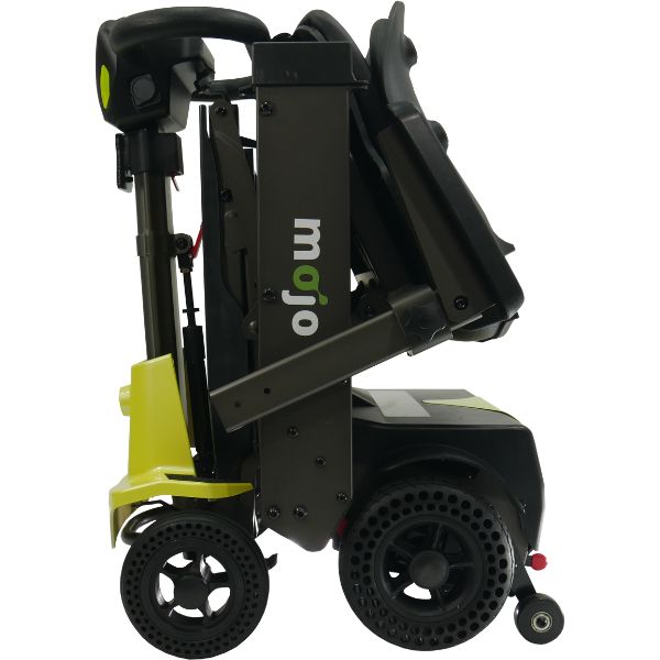 Enhance Mobility MOJO  Automatic Folding Scooter Lemony Lime  Folded Left Side View