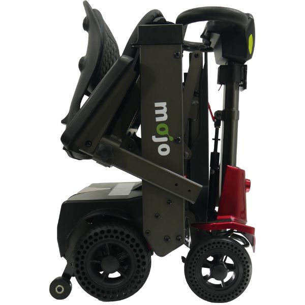 Enhance Mobility MOJO Automatic Folding Scooter Red Folded Side  View
