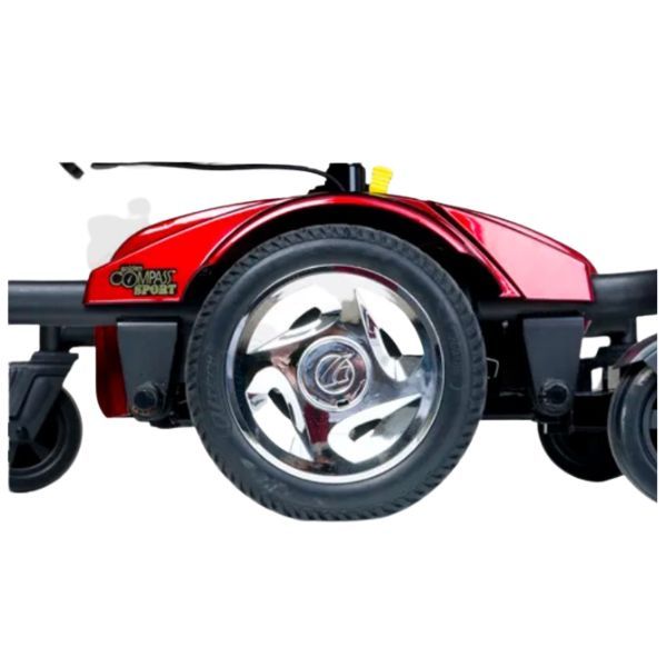 Golden Technologies Compass Sport Power Chair GP605 Red Color Mid Wheel View 
