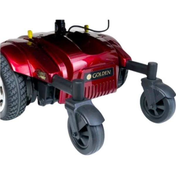 Golden Technologies Compass Sport Power Chair GP605 Red Color Rear Wheel View 