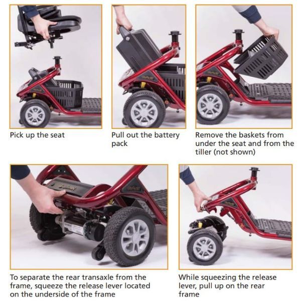 Golden Technologies LiteRider 4 Wheel Mobility Scooter GL141D Assembled and Disassembled View