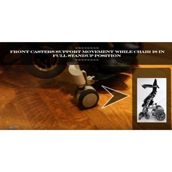 Karman XO-202 Full Stand Up Power Chair Front Caster View