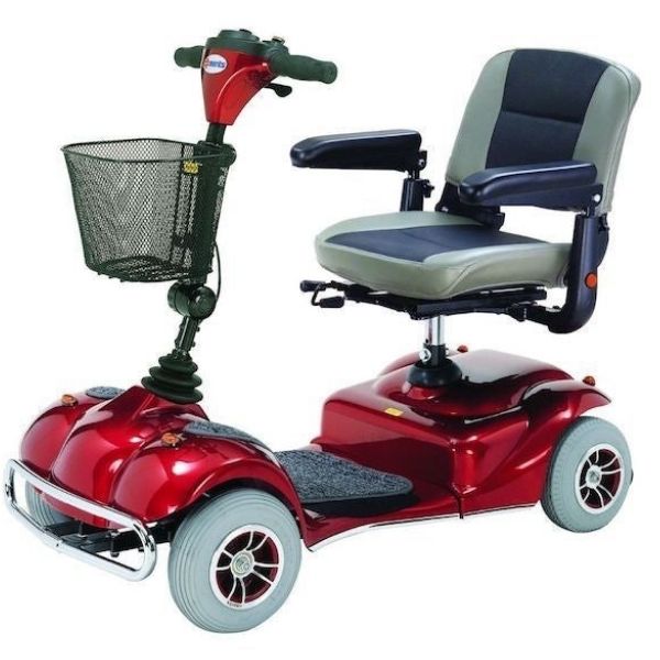 Merits Health S245 Pioneer 2 Four Wheel Mobility Scooter Red Front Left Side View