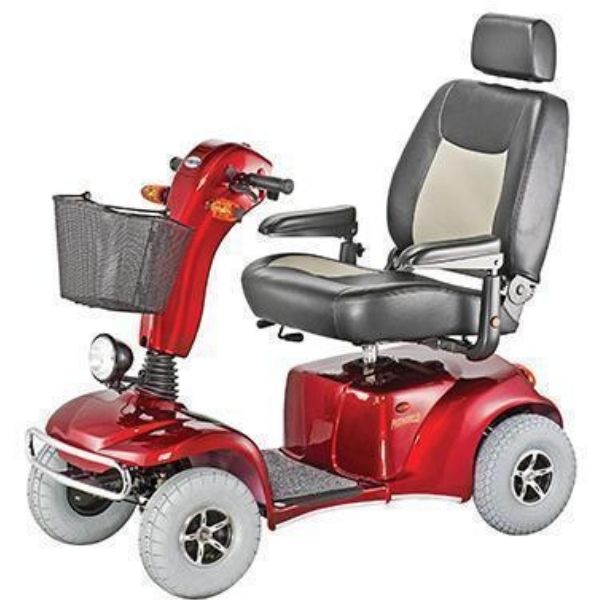 Merits Health S341 Pioneer 10 Four Wheel Mobility Scooter Red Front Side View