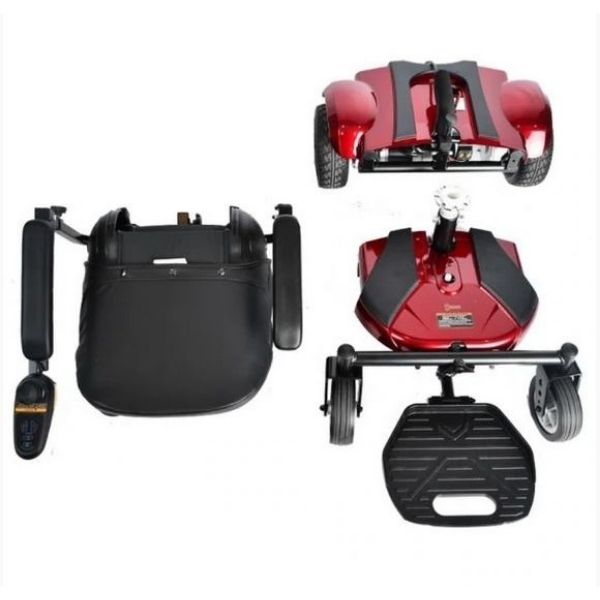 Merits P321 EZ Go Deluxe Power Wheelchair Red Disassemble View