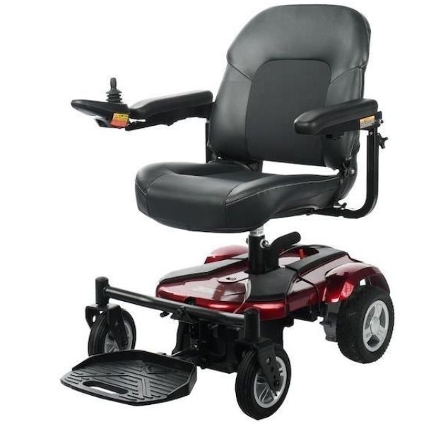 Merits P321 EZ Go Deluxe Power Wheelchair Front Left Side View
