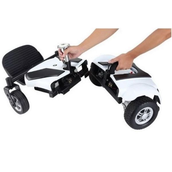 Merits P321 EZ Go Deluxe Power Wheelchair White Parts View