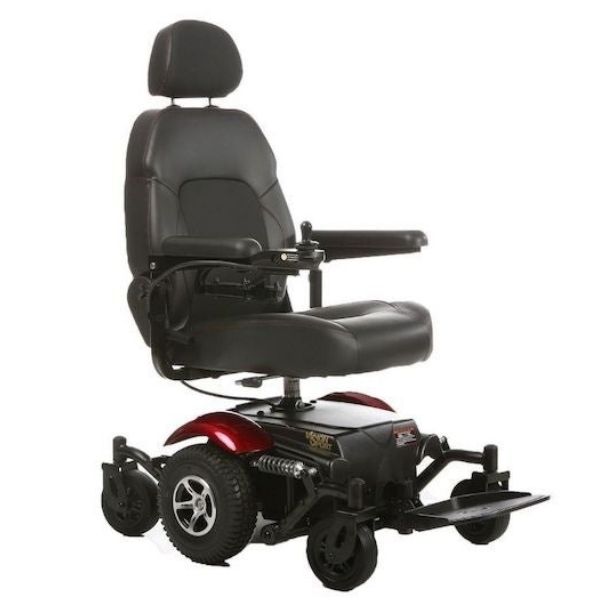 Merits Vision Sport Power Chair Red Front Right Side View