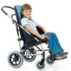Ormesa New Novus Pediatric Wheelchairs Blue Front Right Side View with Little Girl