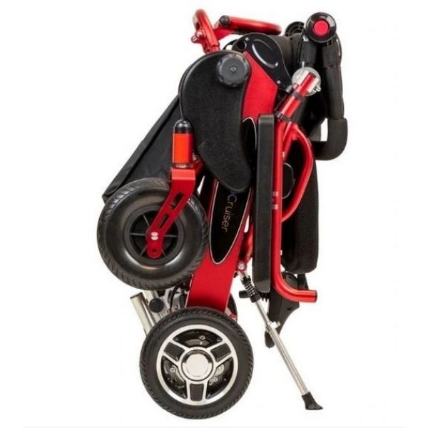 Pathway Mobility Geo Cruiser DX Lightweight Folding Power Wheelchair Red Folded View