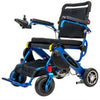Pathway Mobility Geo Cruiser Elite EX Foldable Power Wheelchair Blue Front Left Side View