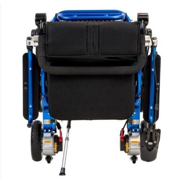 Pathway Mobility Geo Cruiser Elite LX Folding Electric Wheelchair Blue Folded Front View
