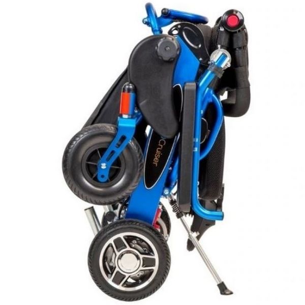 Pathway Mobility Geo Cruiser Elite LX Folding Electric Wheelchair Blue Folded View