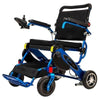 Pathway Mobility Geo Cruiser Elite LX Folding Electric Wheelchair Blue Front Left Side View