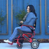 Pathway Mobility Geo Cruiser Elite LX Folding Electric Wheelchair Red Right View with Customer