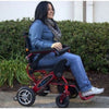Pathway Mobility Geo Cruiser Elite LX Folding Electric Wheelchair Red Side View with Customer Review