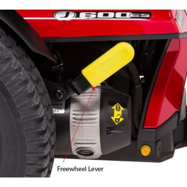 Pride Jazzy 600 ES Mid Wheel Power Chair Freewheel Lever View