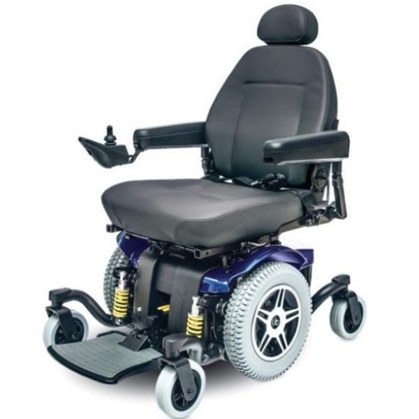 Pride Jazzy 614 HD Power Chair Blue Front View