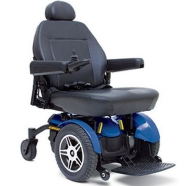 Pride Jazzy Elite 14 Front Wheel Drive Power Chair Blue Front View