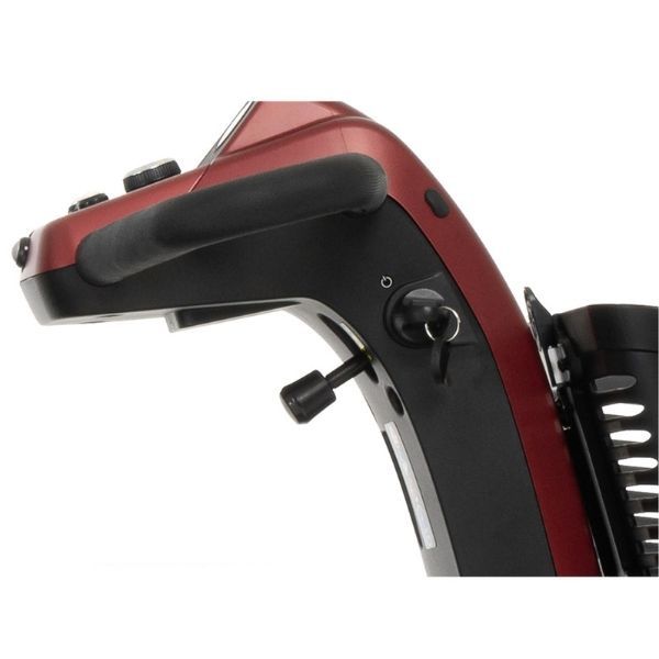 Pride Maxima Heavy Duty 3 Wheel Mobility Scooter in RED Side Tiller View