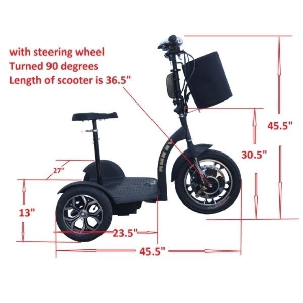 RMB EV Multi-Point 48v 500W 3 Wheel Electric Scooter Right Side View