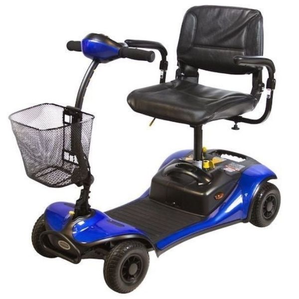 Shoprider Dasher 4 Wheel Portable Scooter Blue  Front Left Side View