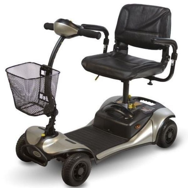 Shoprider Dasher 4 Wheel Portable Scooter Silver Front Left Side View