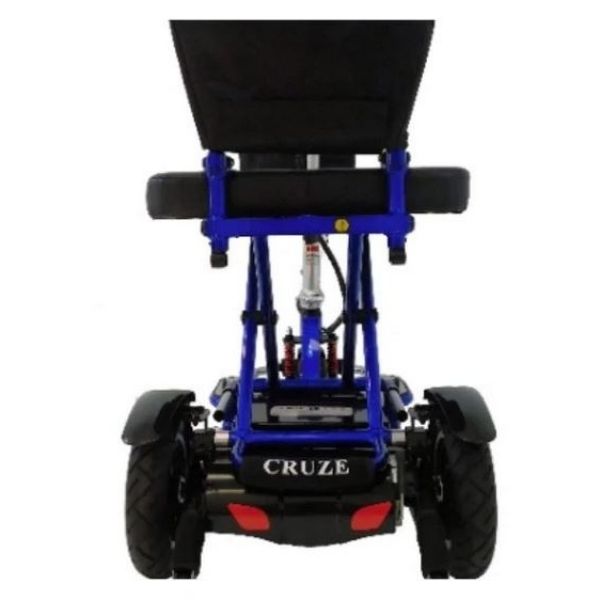 Triaxe Cruze Foldable Travel Mobility Scooter by Enhance Mobility Blue Back View