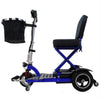 Triaxe Cruze Foldable Travel Mobility Scooter by Enhance Mobility Blue Left Side with Storage Basket View