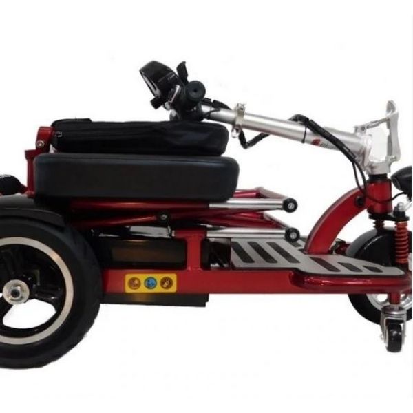 Triaxe Cruze Foldable Travel Mobility Scooter by Enhance Mobility Folded Side View