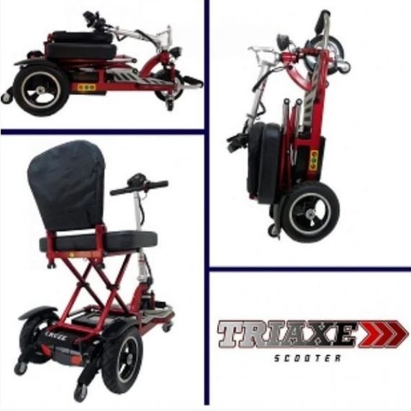 Triaxe Cruze Foldable Travel Mobility Scooter by Enhance Mobility Red Feature View