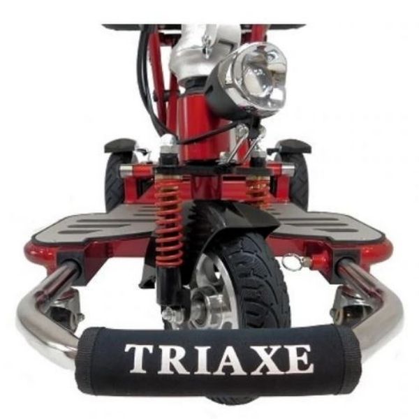 Triaxe Cruze Foldable Travel Mobility Scooter by Enhance Mobility Red Front Light View