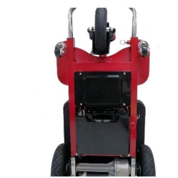 Triaxe Cruze Foldable Travel Mobility Scooter by Enhance Mobility Red Up Folded View