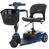 Vive Health 3 Wheel Travel Mobility Scooter Blue Front Left Side View