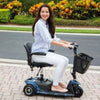 Vive Health 3 Wheel Travel Mobility Scooter Blue side View with Customer