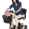 Vive Health 3 Wheel Travel Mobility Scooter Customer Riding with Basket View