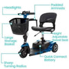 Vive Health 3 Wheel Travel Mobility Scooter Parts View