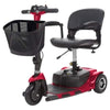 Vive Health 3 Wheel Travel Mobility Scooter Red Front Left Side View