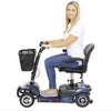 Vive Health 4 Wheel Portable Mobility Scooter Blue Left View with Customer