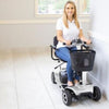 Vive Health 4 Wheel Portable Mobility Scooter Silver Front View with Customer 