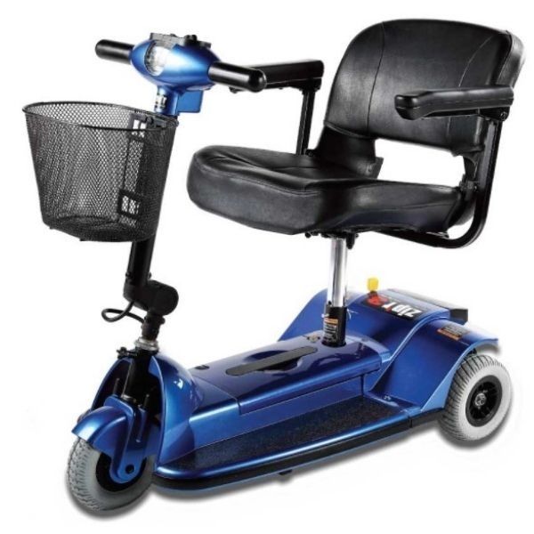 Zip&#39;r 3 Travel Mobility Scooter Blue Front Side View