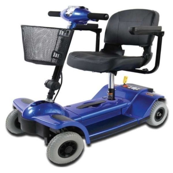 Zip’r 4 Wheel Travel Mobility Scooter Blue Front Side View