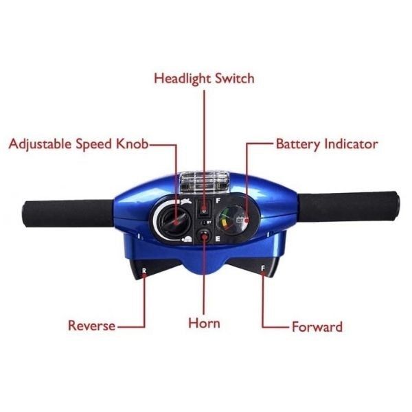 Zip’r 4 Wheel Travel Mobility Scooter Tiller Parts View