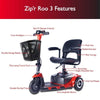 Zip&#39;r Roo 3-wheel Mobility Scooter Red Features Left View
