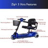Zip&#39;r Xtra 3-Wheel Travel Mobility Scooter Blue Features View
