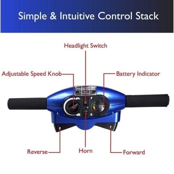 Zip&#39;r Xtra 3-Wheel Travel Mobility Scooter Tiller Parts View