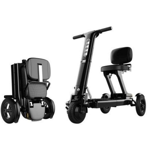 iLiving V3 Foldable Electric Mobility Scooter Black Folded Unfolded View