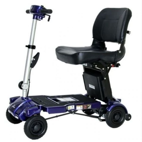 iLiving i3 Folding Electric Mobility Scooter Blue Adjustable Tiller View