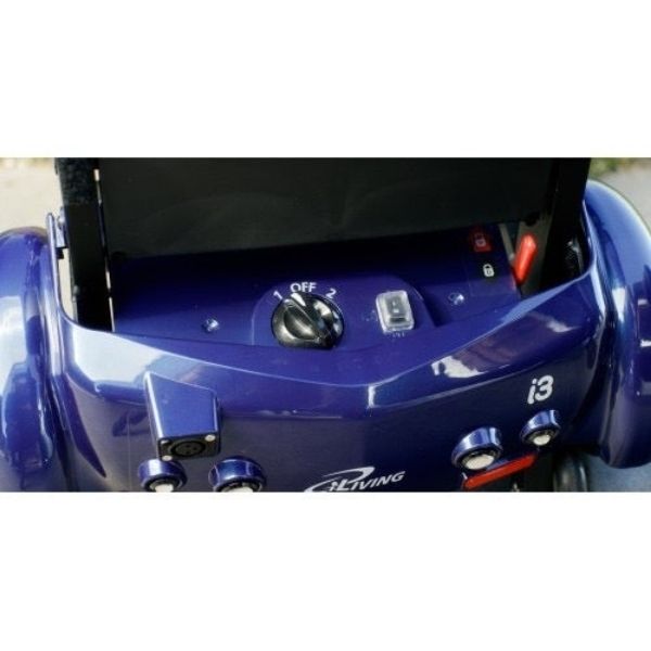 iLiving i3 Folding Electric Mobility Scooter Blue Compartment View