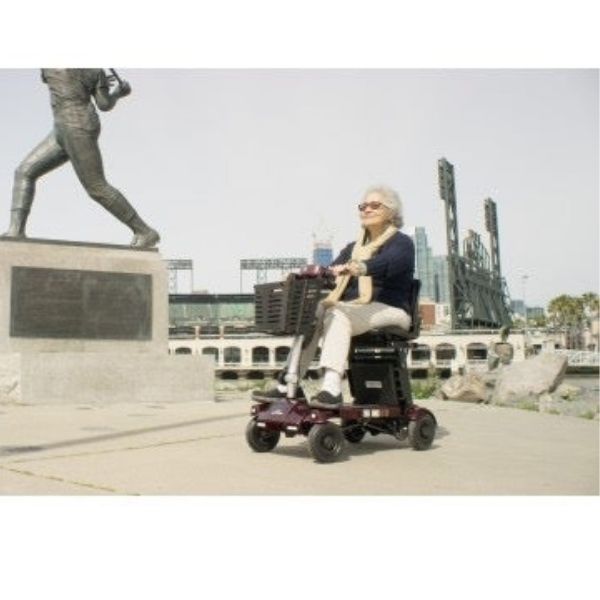 iLiving i3 Folding Electric Mobility Scooter Red Park View